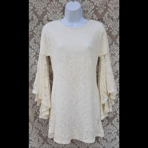 Cream Lace Dress with Princess Sleeves